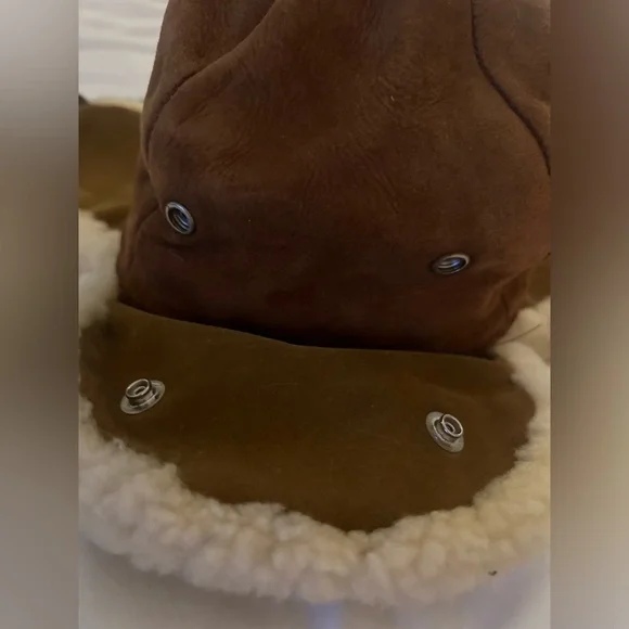 Vintage Hatters and Millinery Workers Union Leather & Sherling Flap Hat - Picture 7 of 10